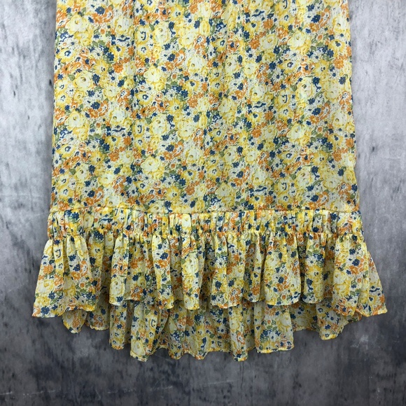Decree Yellow Floral Short Sleeve Boho Top Blouse - Picture 8 of 8